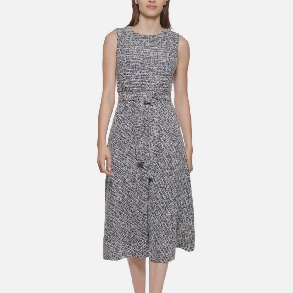 Calvin Klein | Size 14 Tweed Belted Midi Dress | Like New!